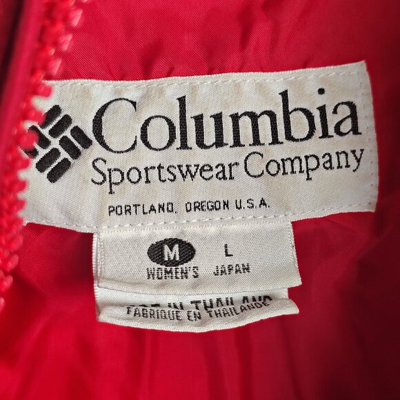 VINTAGE Columbia Sport Jacket Women's Medium Red Full Zip Hooded Ski Baggy - Picture 12 of 16